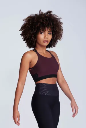 Purple Puncture-resistant Ignite Sports Bra in Truffle