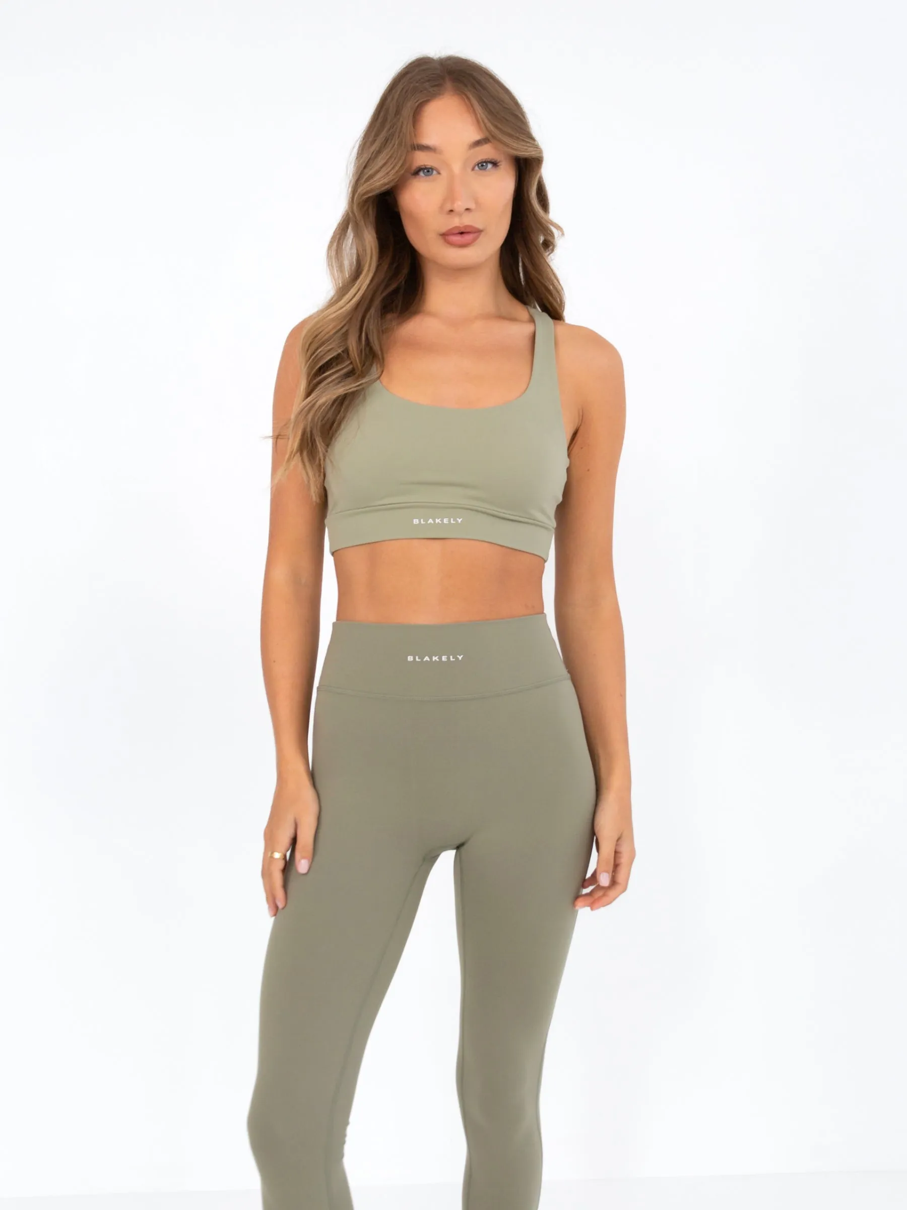 Ultimate Active Bra - Olive Embroidered edges
