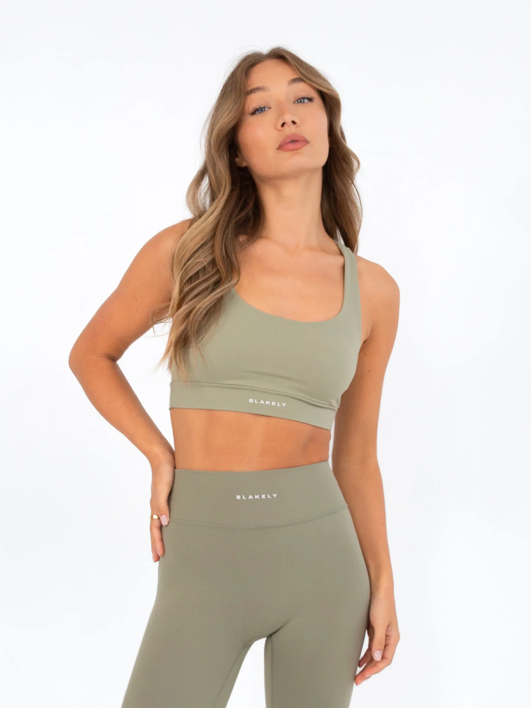Ultimate Active Bra - Olive Non-Irritating Band Seamless Edge