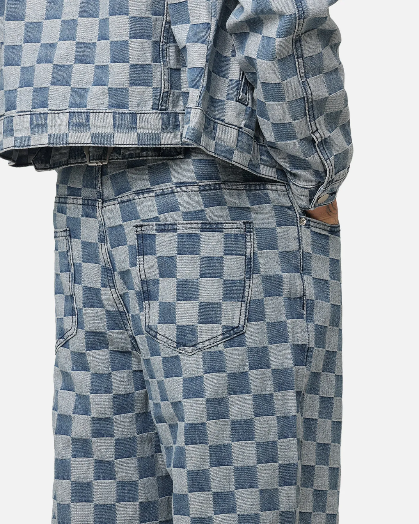 Base Look XXIII Checker Board Denim Jeans Blue