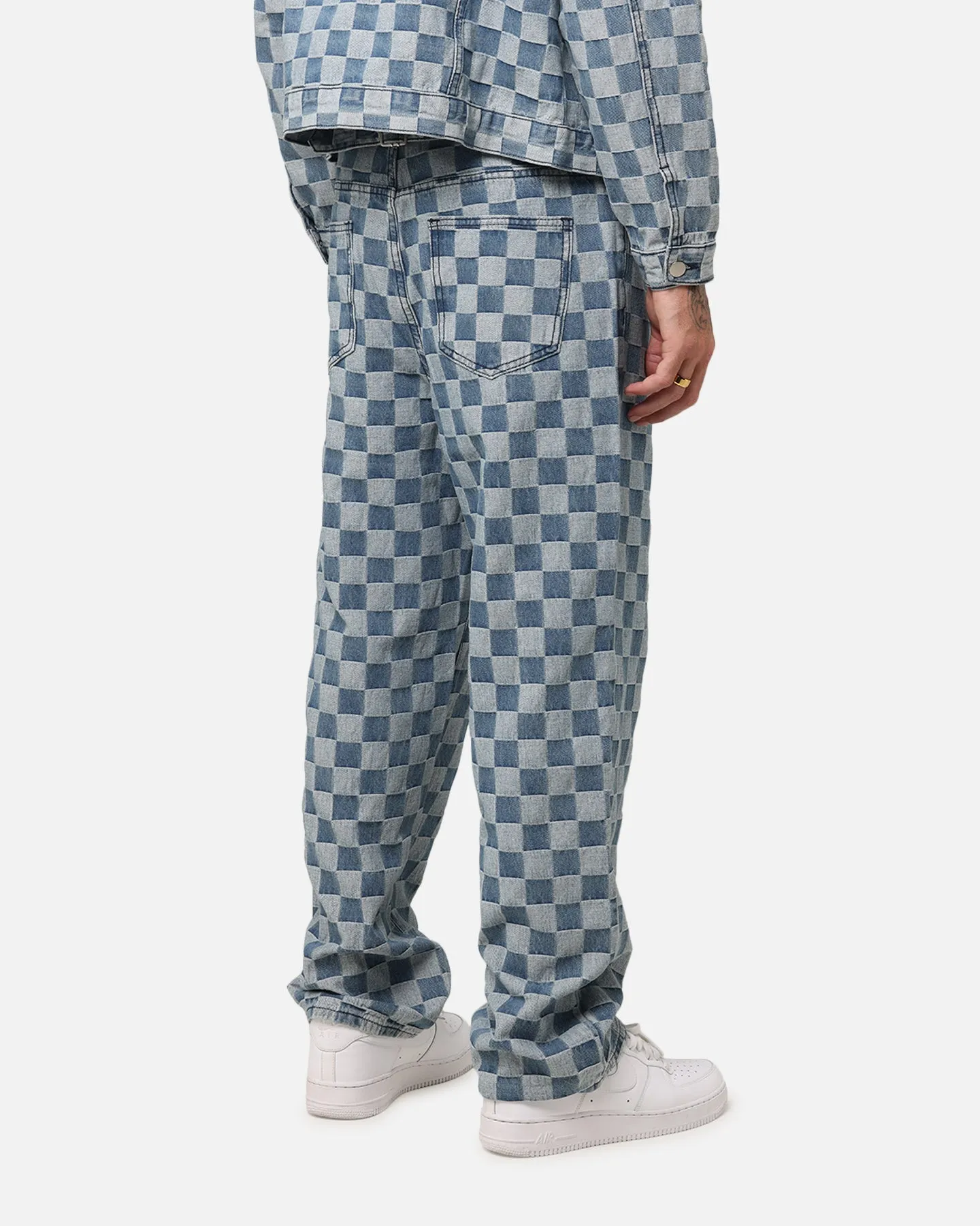 Light Stretch Belt Loop Reinforcement XXIII Checker Board Denim Jeans Blue
