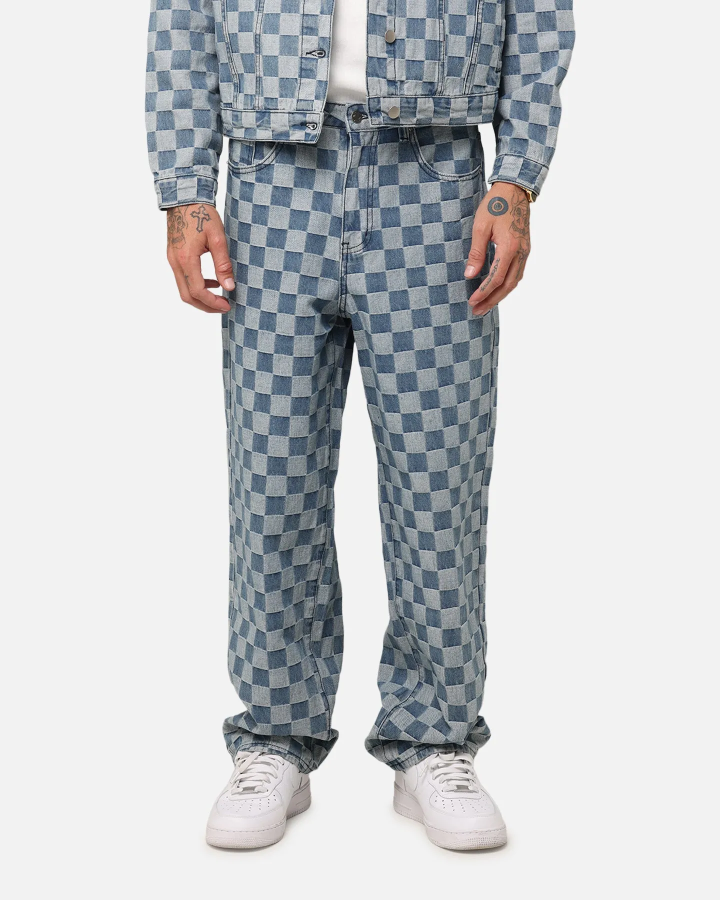 XXIII Checker Board Denim Jeans Blue Breathable Fit