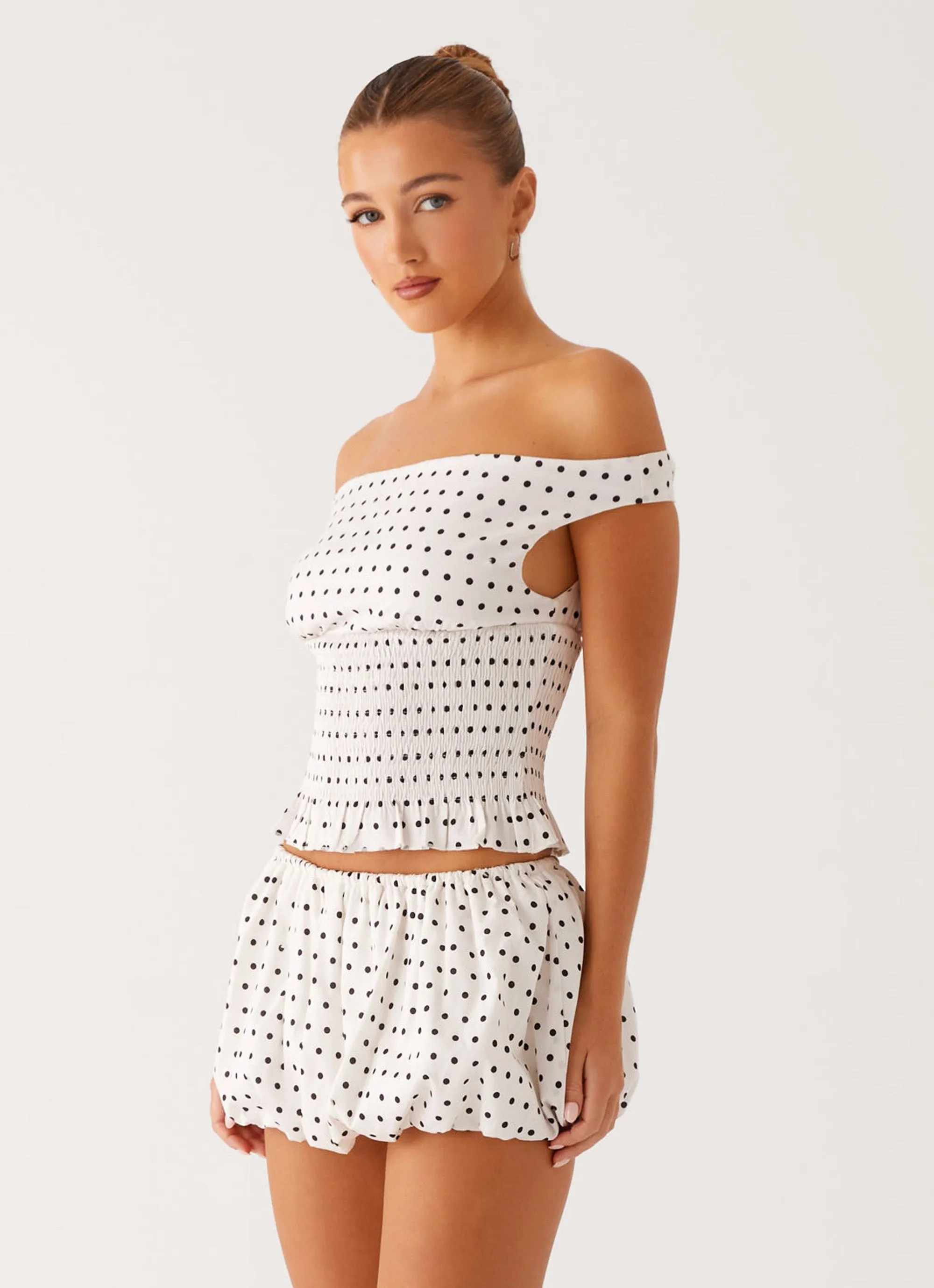 Heather Mini Skort - White Black Polka Dot Active Moments Perfect Fit Look