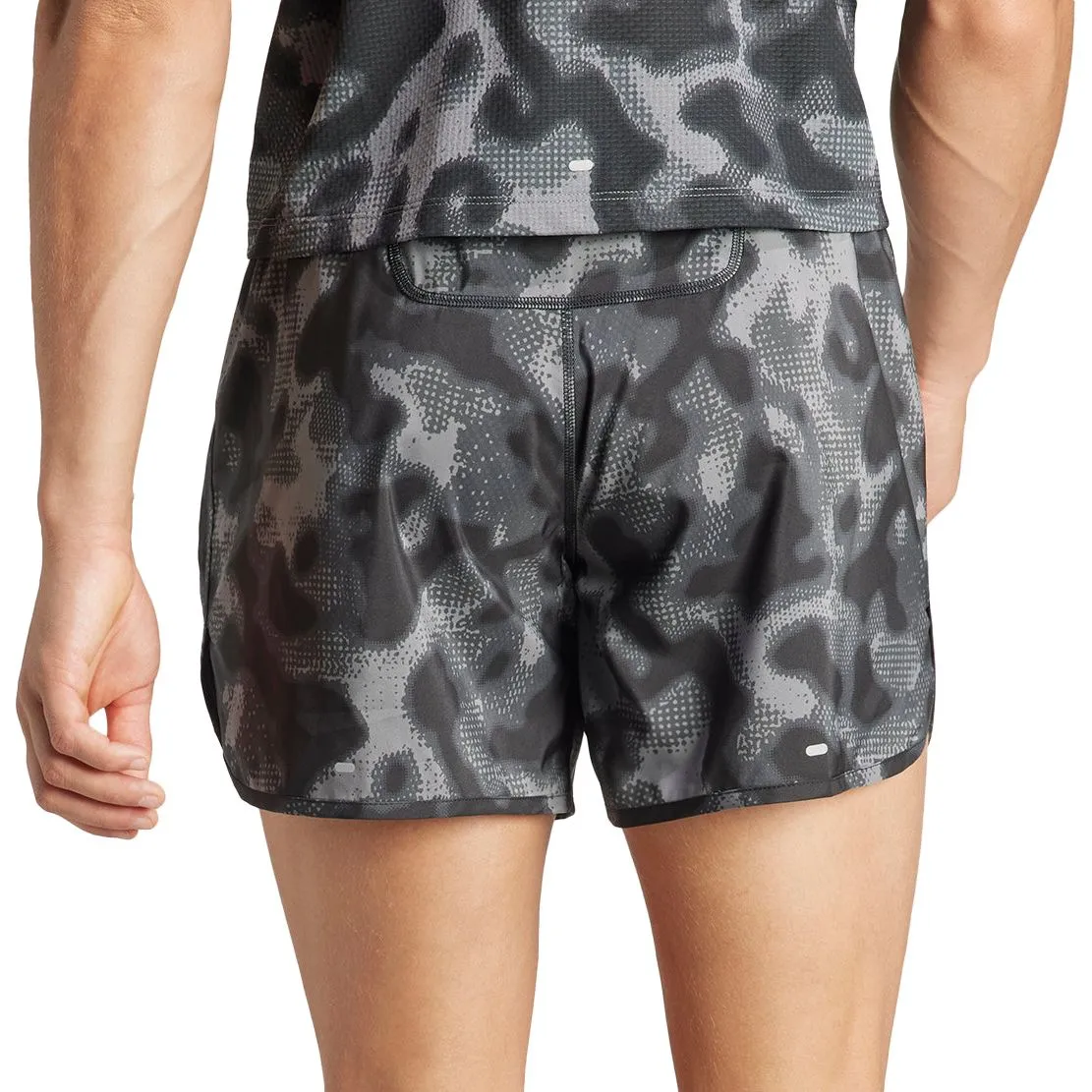 adidas Own The Run 3 Stripes 5 Inch Mens Running Shorts - Grey Layered Panel Design Street Style