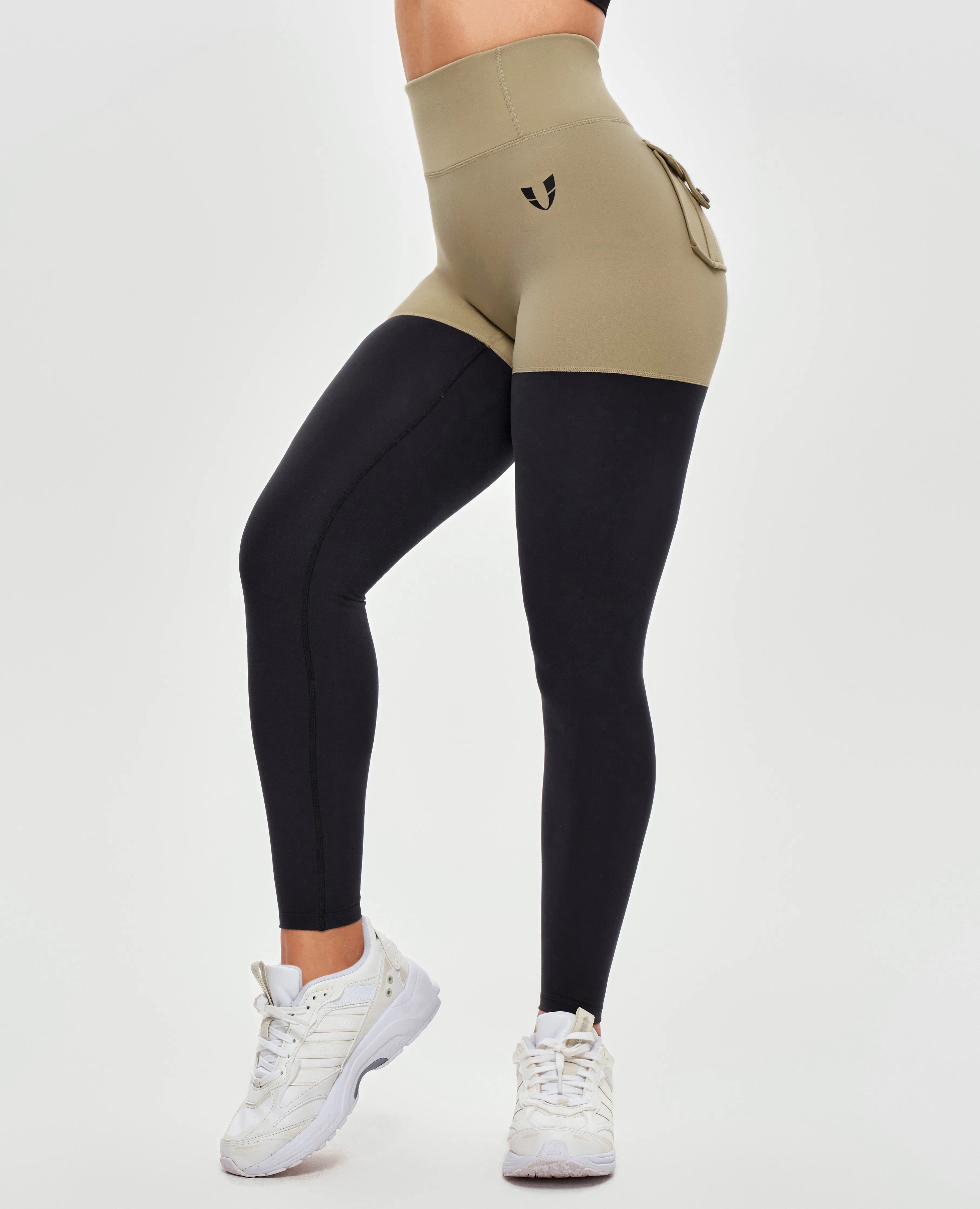 Cargo Athletic Leggings - Beige and Black Ultra Light Casual Wearer