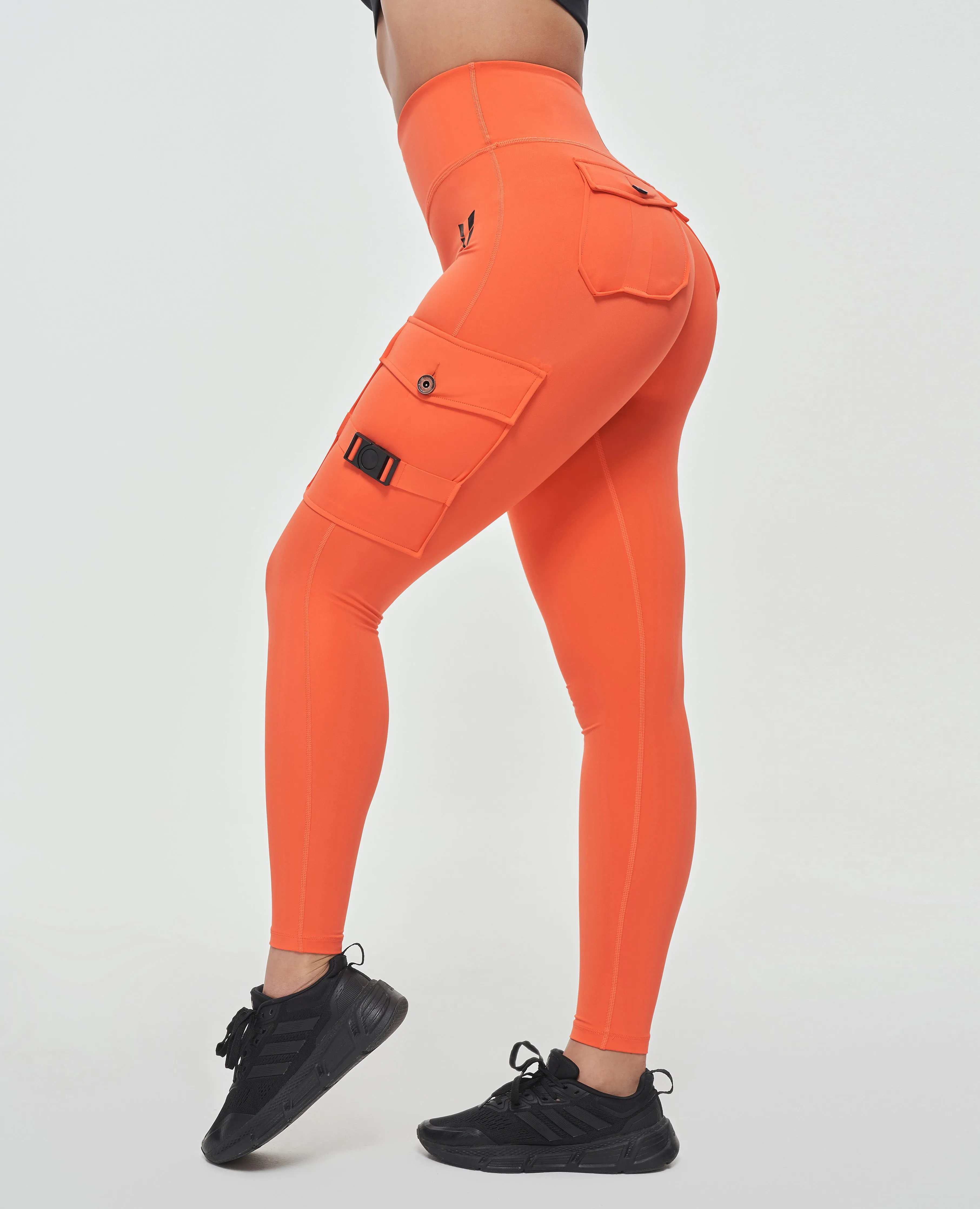 For Adults Winter Sports Cargo High Waisted Pocket Leggings - Orange