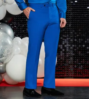 Slim Fit Bright Blue Solid Suit Pants StainResistantFinish