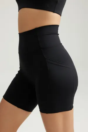 Pocket Shorts (Biker 6") in Black Sesame Moisture Management System