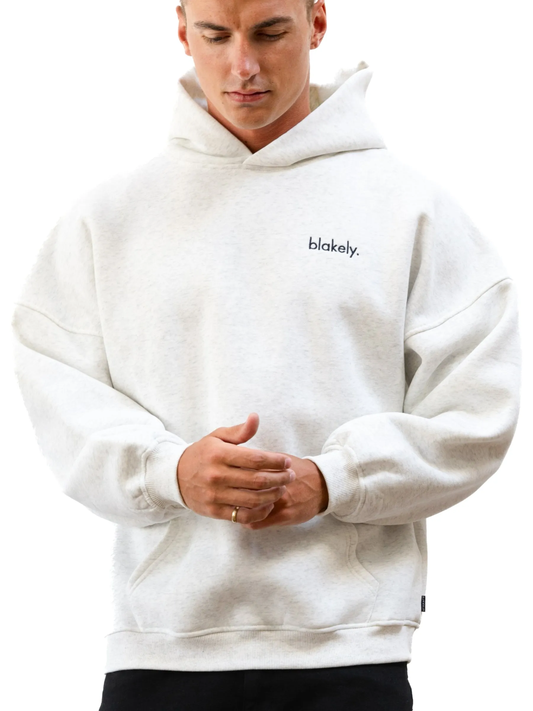 Tagless Neck Coyote like Sami Relaxed Hoodie - Marl White