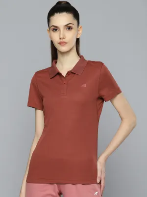 Curved Hemline Minimalist Style Alcis Women Red Printed T-shirt
