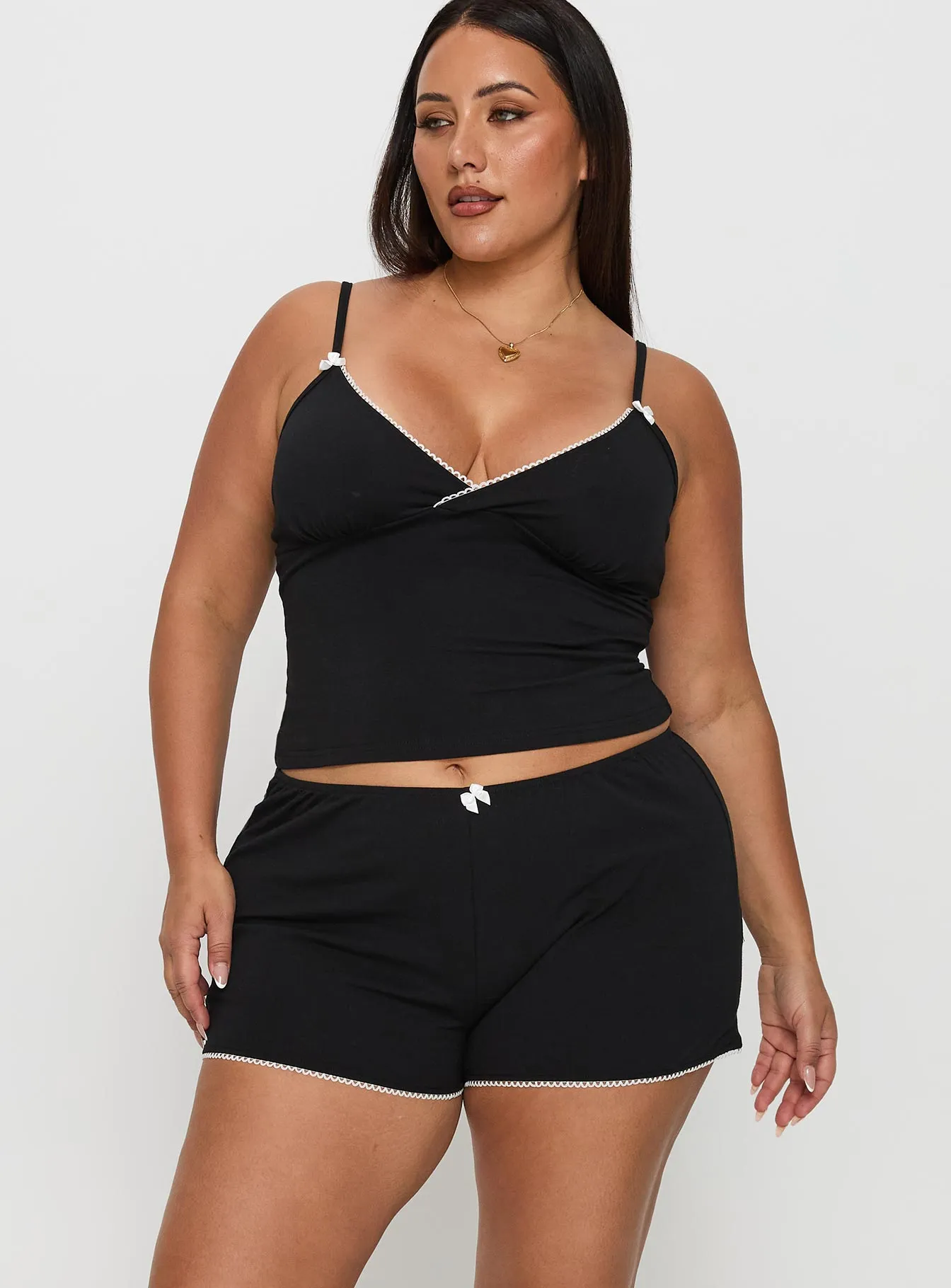 Adjustable Straps Slow Start Jersey Sleep Short Black Curve