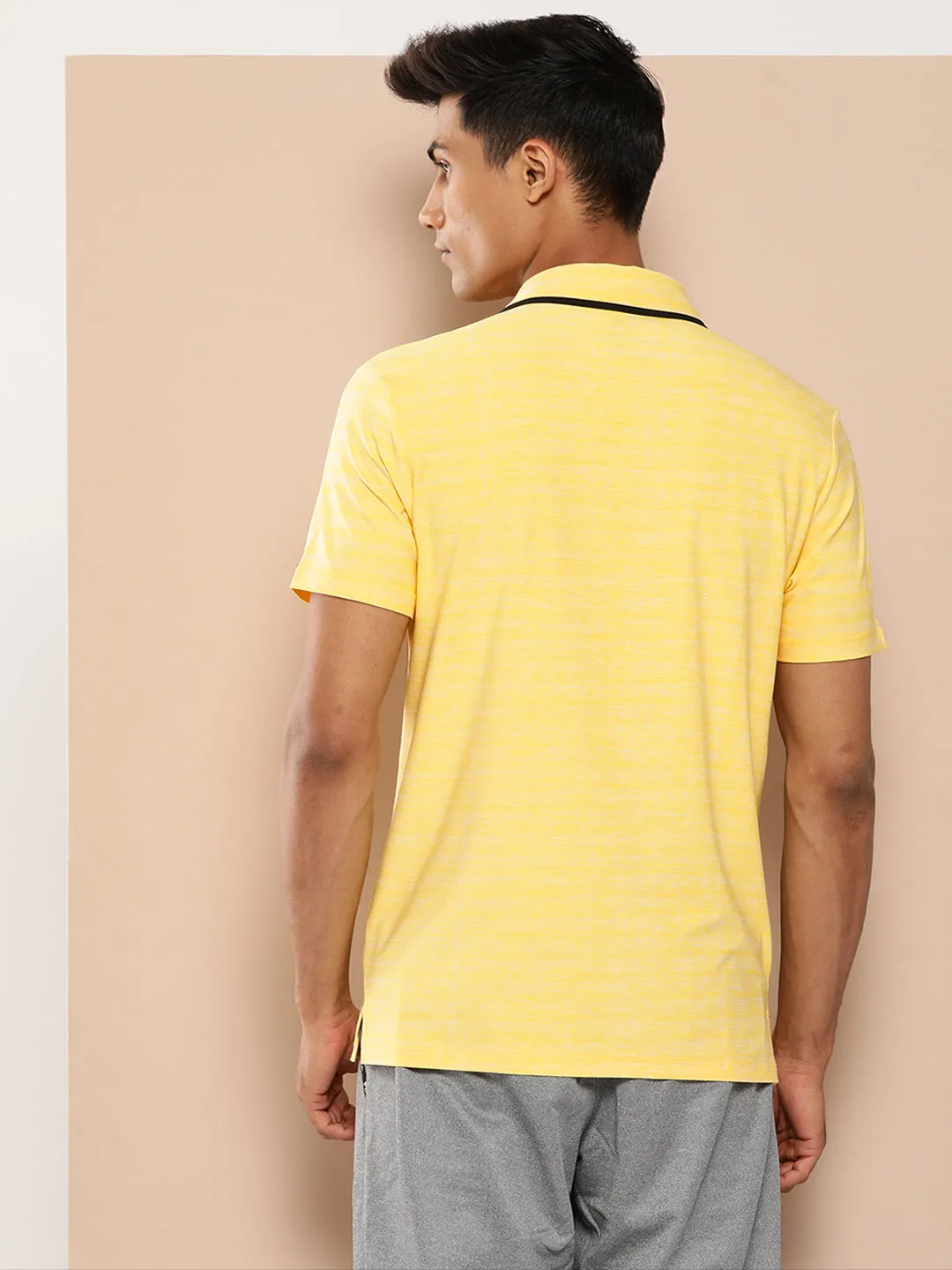 Ribbed Cuff Design Unstructured Hem Golf Polo Tee