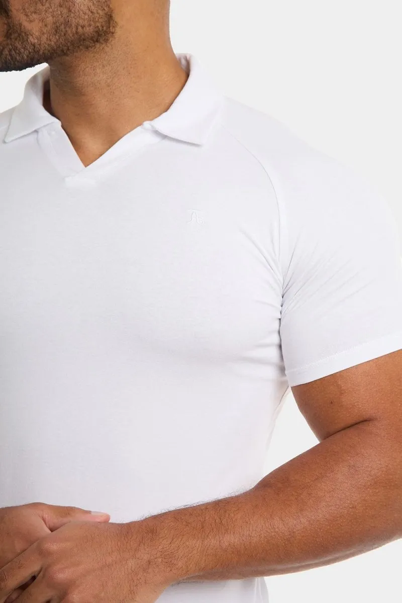 Workout Friendly QuickDry Technology Jersey Buttonless Polo Shirt in White