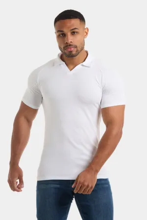 YarnDyed Construction ZeroIrritation Seams Jersey Buttonless Polo Shirt in White