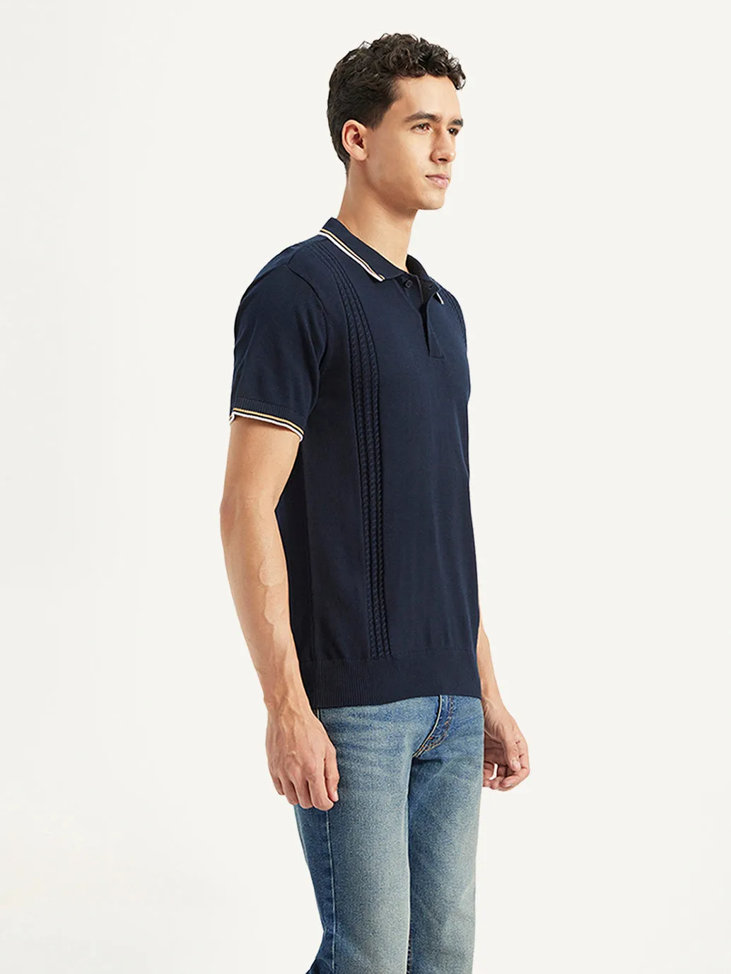 Men's Striped Slim Fit Polo T-Shirt Short Sleeve Polo Player