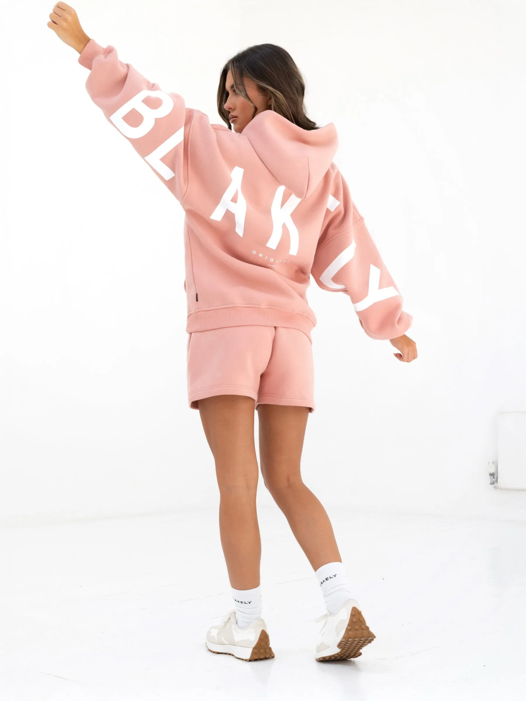 Sporty Edge Isabel Oversized Hoodie - Peach Pink