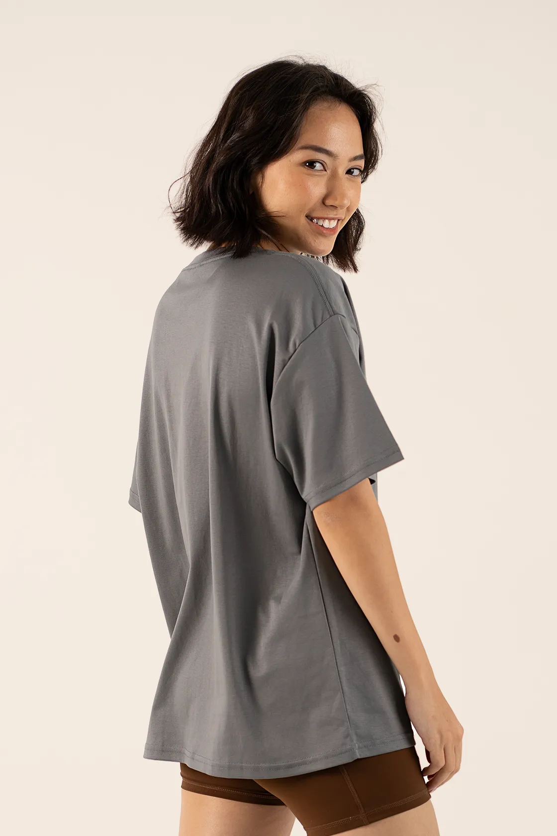 Anti Pilling Fabric Oversized Tee in Pepper