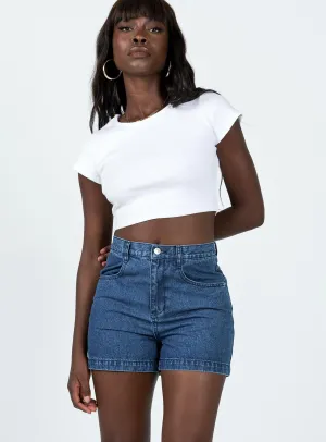 Model Glow SmoothEdging Buliti Mom Shorts Mid Wash Denim
