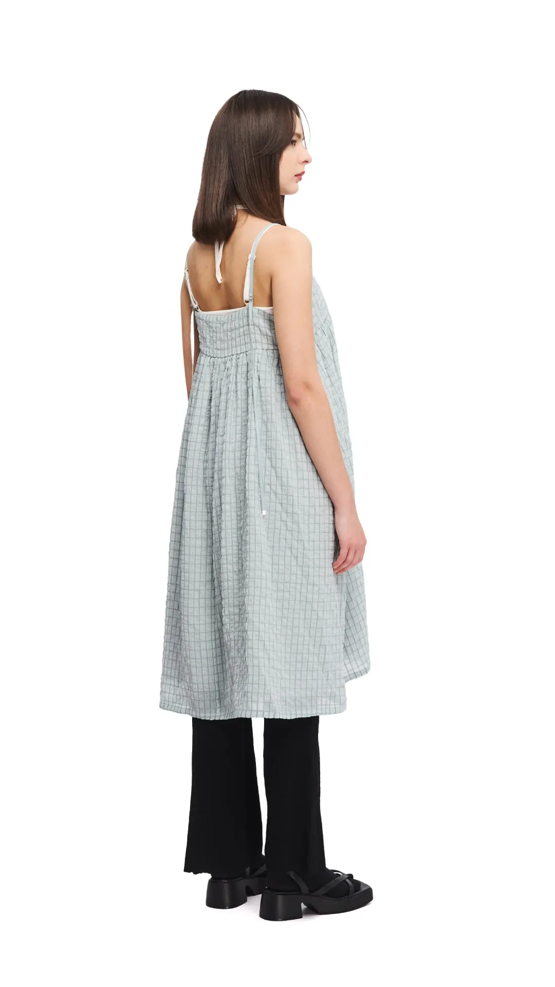 HighElasticity Fiber Urban Flow Wrinkle Chiffon Slipdress