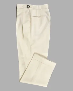 Dugdale Fine Worsted Pant - Cream Pant Flatlock Seams