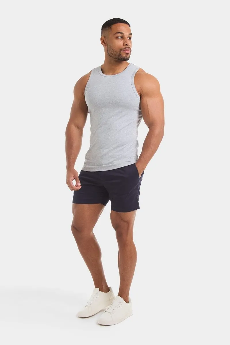 Beaded details Functional Look Athletic Fit Tank Top in Grey Marl