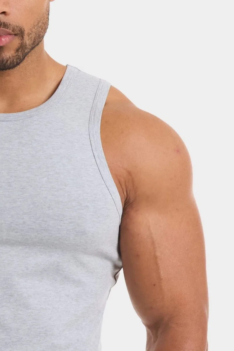 Durable Knit Structure Casual and cool Athletic Fit Tank Top in Grey Marl