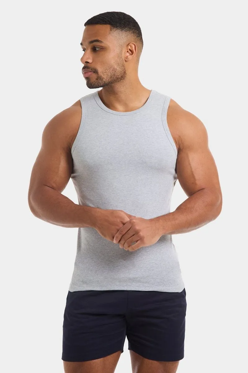 Essential Style Wear Quick Dry Material Athletic Fit Tank Top in Grey Marl
