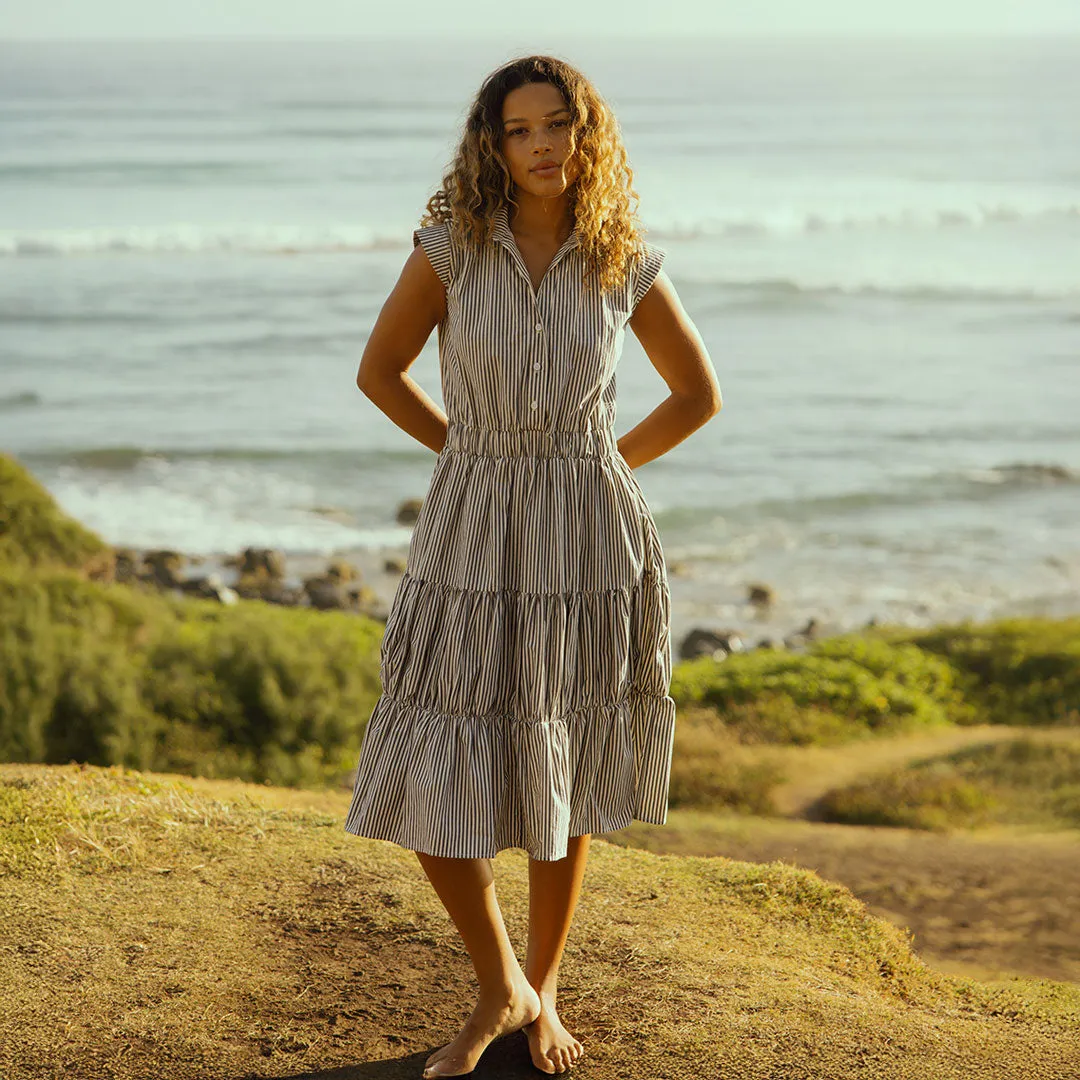 CoolingChannelFabric Eden Dress, Navy Stripe