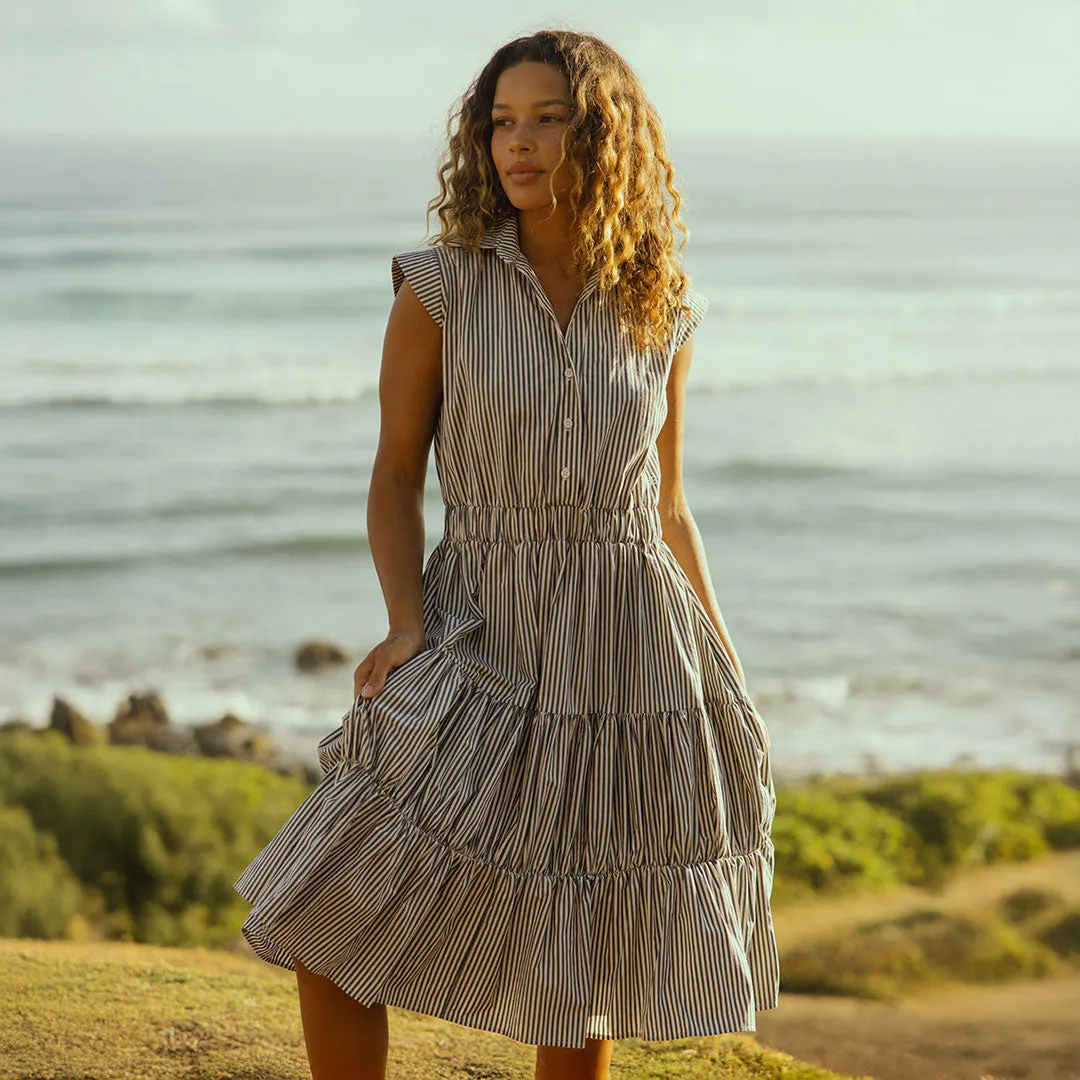 Polish Glow Play Mode Eden Dress, Navy Stripe