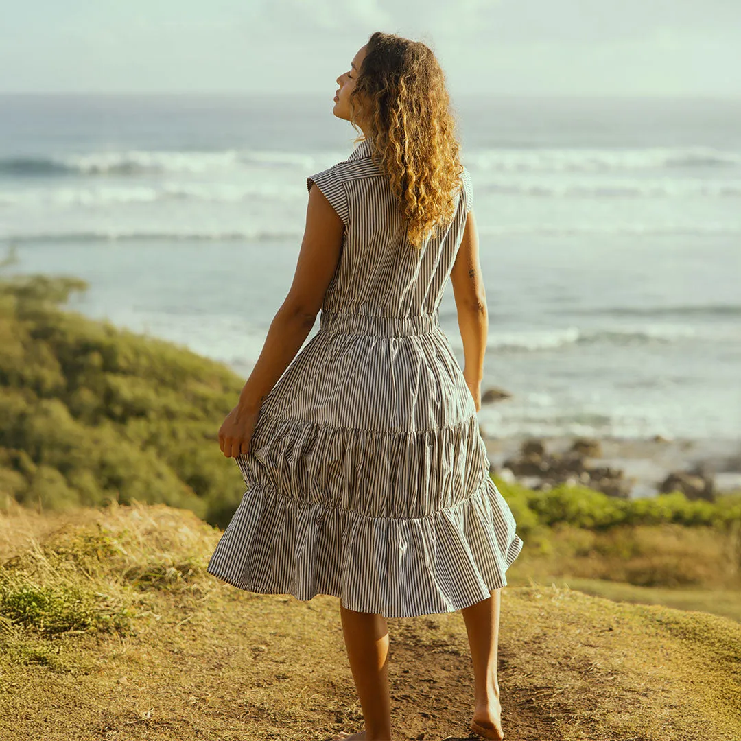 Eden Dress, Navy Stripe CrossBackStructure AllDayComfort