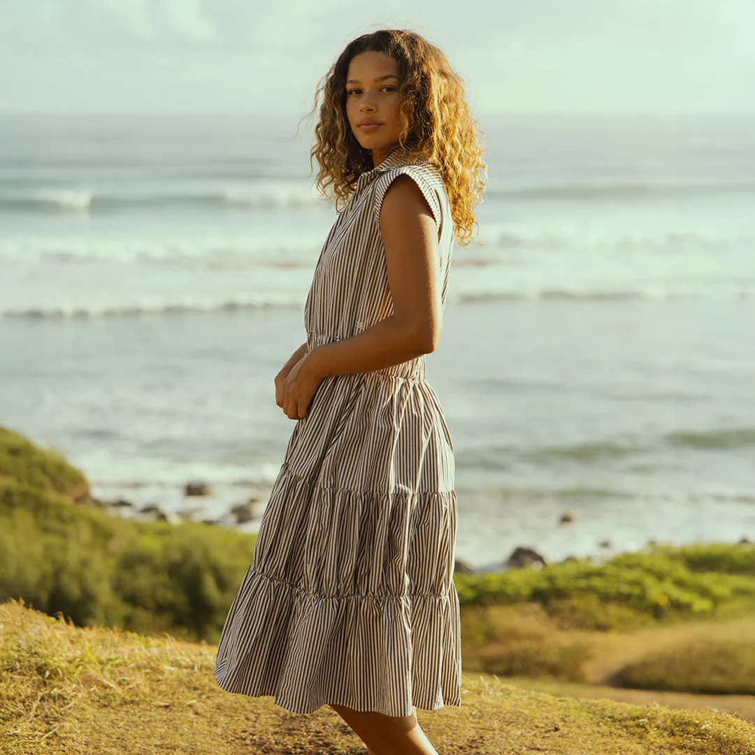 Eden Dress, Navy Stripe Suburb Ease
