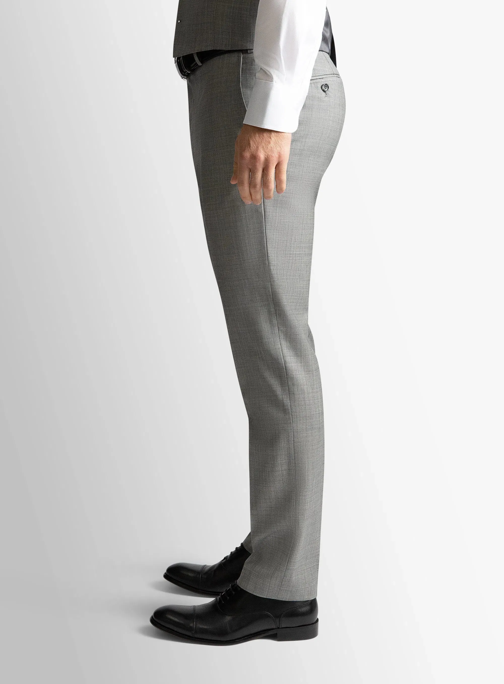 Multipurpose Design Dexter Sharkskin Silver Grey Suit Trousers