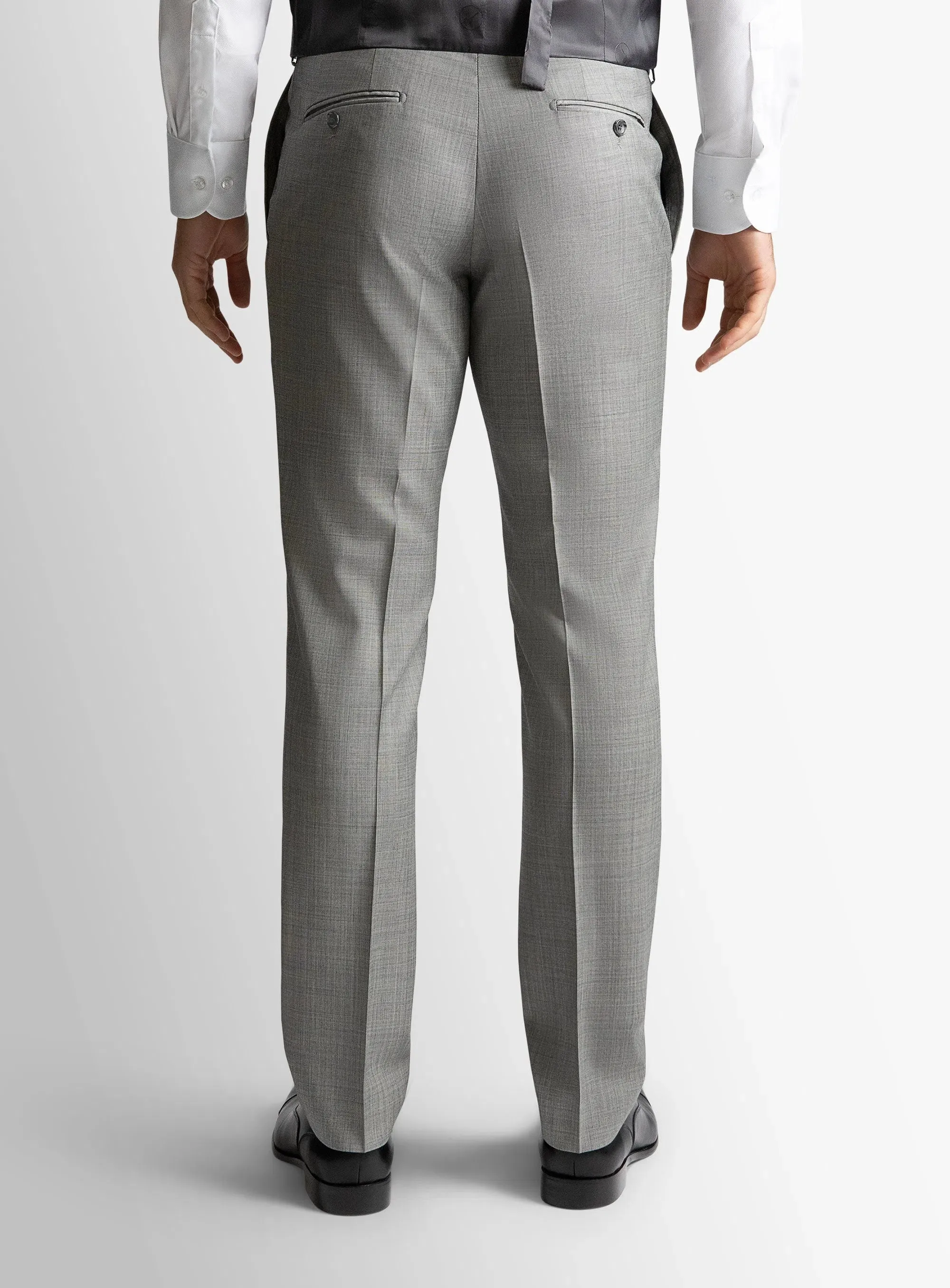 Non Restrictive Fit Dexter Sharkskin Silver Grey Suit Trousers